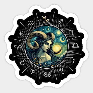 ZODIAC Capricorn - Astrological CAPRICORN - CAPRICORN - ZODIAC sign - Van Gogh style - 8 Sticker